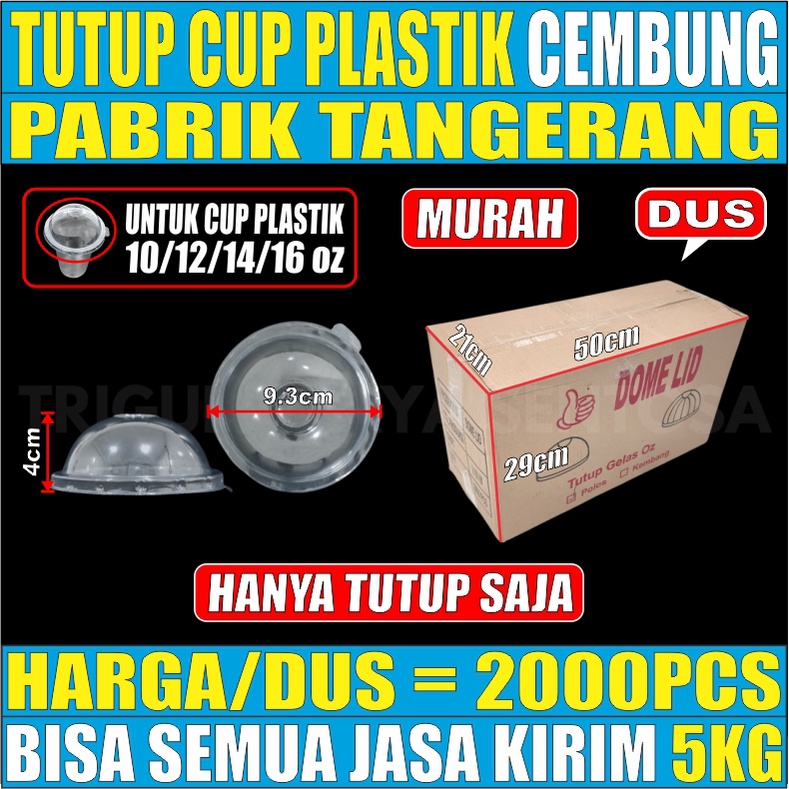 Tutup Cembung n Rata Gelas Plastik Uk 10oz 12oz 14oz 16oz Dus Semua Jasa Kirim