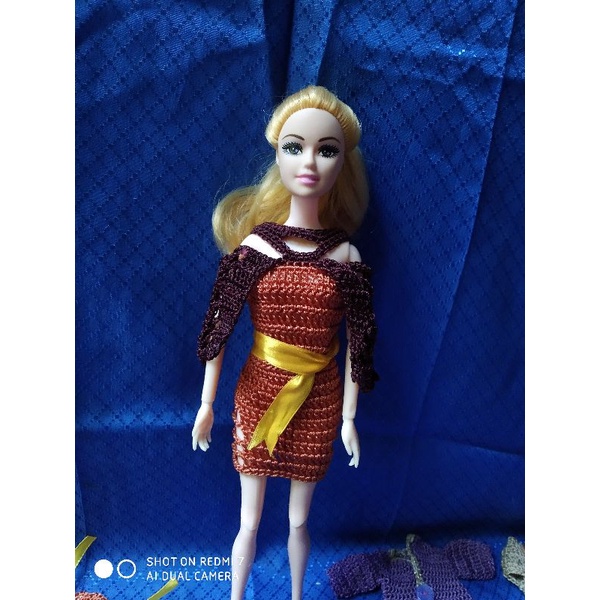 baju rajut boneka barbie