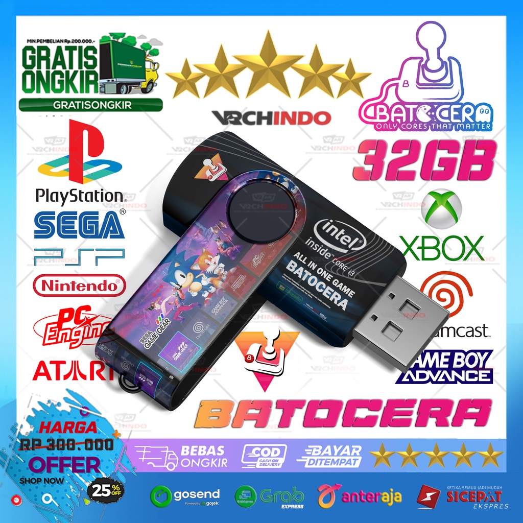 Flashdisk Batocera / Retrobat 32GB Game Emulator - All in One Games Console Retro 