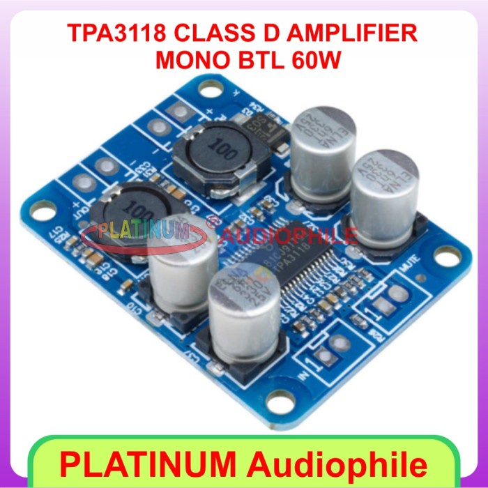Tpa3118 Amplifier Class D Mono Btl 60W Tpa3118D2 Class D Amplifier