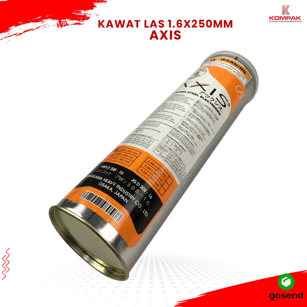 AXIS Kawat Las Stainless 1.6 x 250mm Kawat Las Steinless Steel 1.6mm isi 3KG (1 Kaleng)
