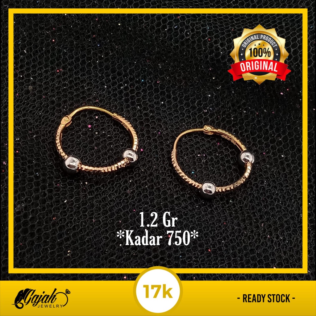 Anting Jipsi Emas 17K - 1.2 Gr Kadar 750 - 4465