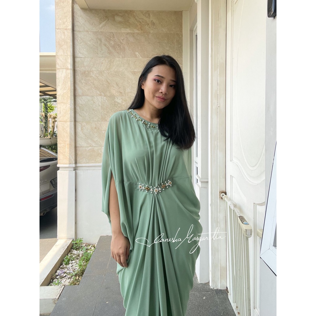 815#Kaftan Ceruty dengan mutiara tembak/dapat dalaman/kaftan lebaran/kaftan bumil