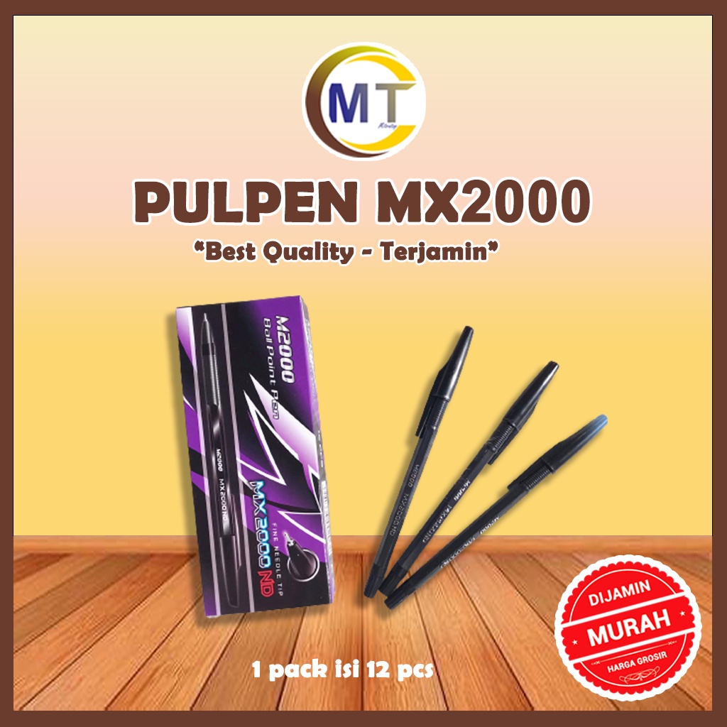 

Pulpen MX2000 1 lusin Pulpen Standar Hitam Pulpen Tinta Hitam