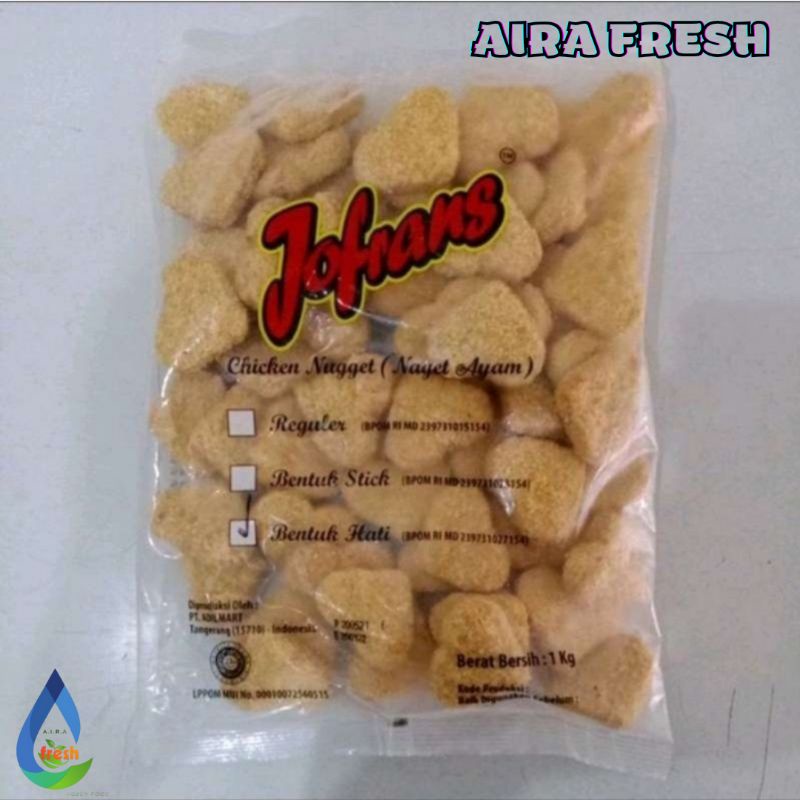 

Jofrans Chicken Naget Ayam 1KG (Bentuk Hati) Chicken Nugget Frozen