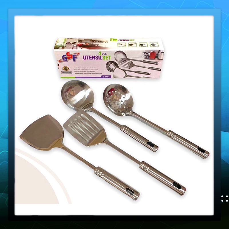 Spatula Stainless Set 4 Pcs Set GSF-4404 Sutil Set Stainless Steel GSF 4404 4 Pcs Set Sutil Sodet