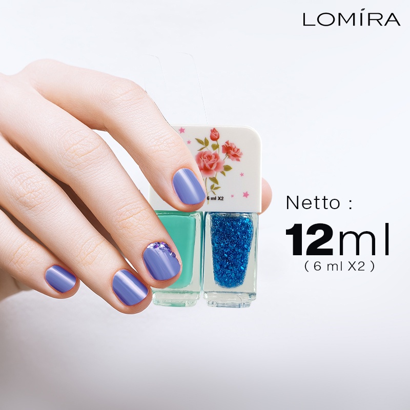 LOMIRA Nail Polish 2 in 1 kutek 2in1 double gaya korea 2 warna 12ml