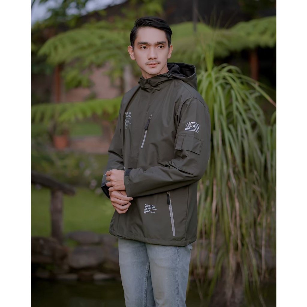 Hijau List Jaket Outdoor The Bojiel Nasa Jaket Parasut Jaket Pria Jaket Outdoor Jaket Windbreaker