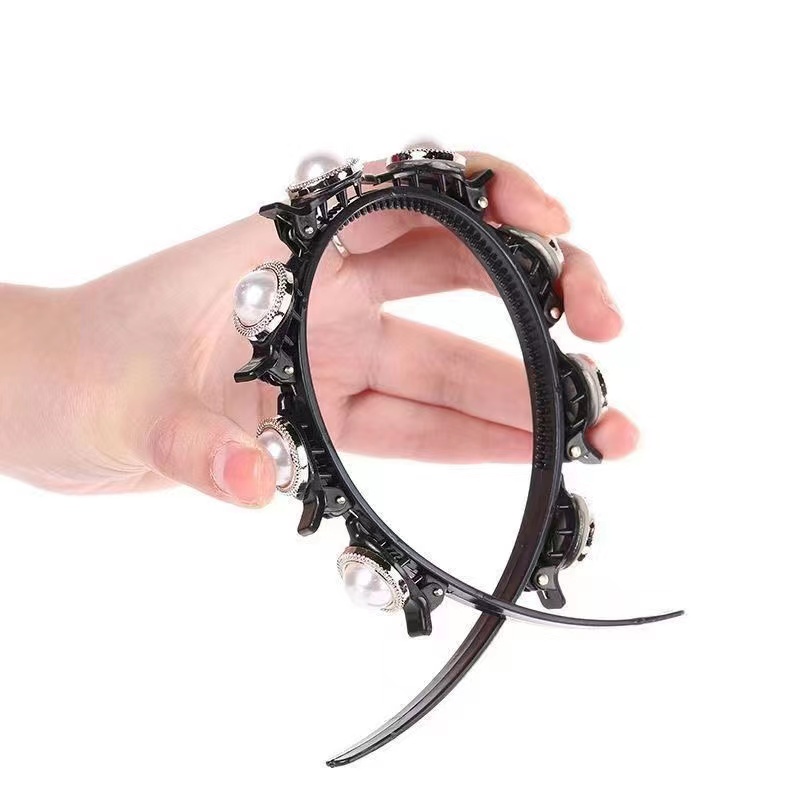 2in1 Bando include Jepit Rambut Fashion Korea Pola Mutiara Wanita Dewasa