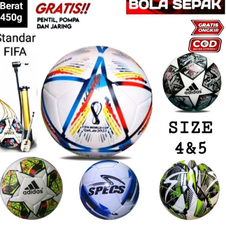 STOK TERBATAS Bola Sepak / Kaki Specs Size 5 4 Premium  Orinal Murah Empuk La 1 BRI Jahit Mesin Illu