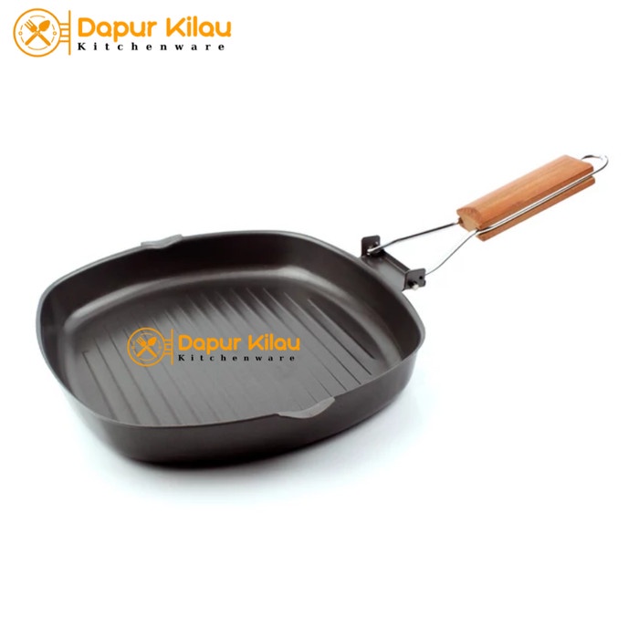 grill pan  Square Grill Pan 24 cm Wajan Teflon BBQ Bakaran Daging Serbaguna(E2G4) pemanggang grill p