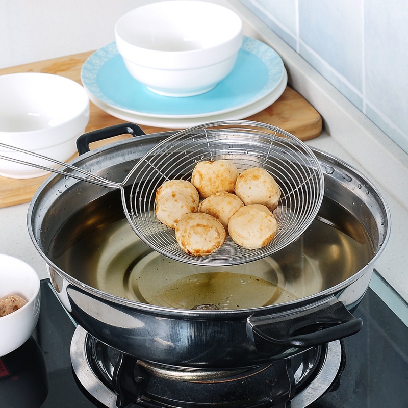 Tirisan Saringan Minyak Soup Soup Serokan Masak 18/20/22cm Tahan Panas Stainless Steel