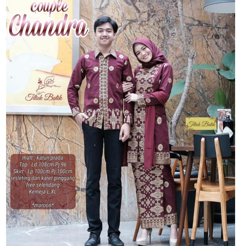 [ADA JUMBO] GAMIS KEMEJA BATIK COUPLE BUNGA CHANDRA SONGKET MODERN KONDANGAN SLIMFIT PRIA WANITA ‣ T