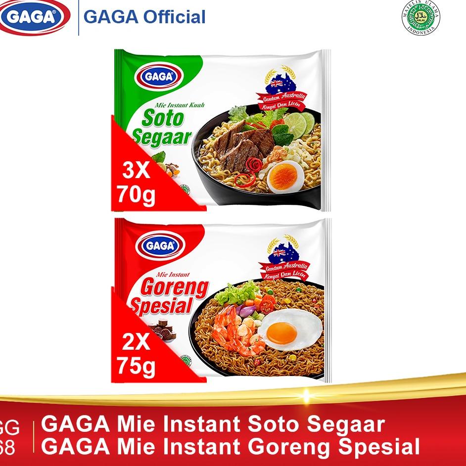 

✔️ GAGA Mie Soto Segaar 70g 3pcs, GAGA Goreng Special 75g 2pcs (GG68)