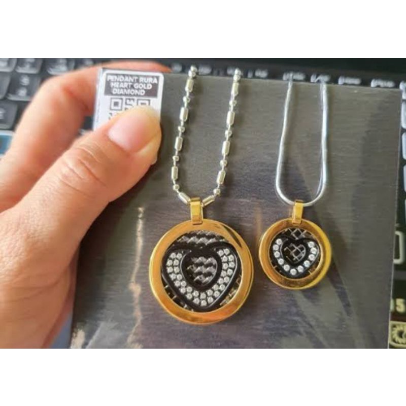 PRELOVED KALUNG AURA HEART GOLD EMAS MCI KALUNG KESEHATAN MCI KALUNG GERMANIUM MCI ANTI RADIASI ASLI