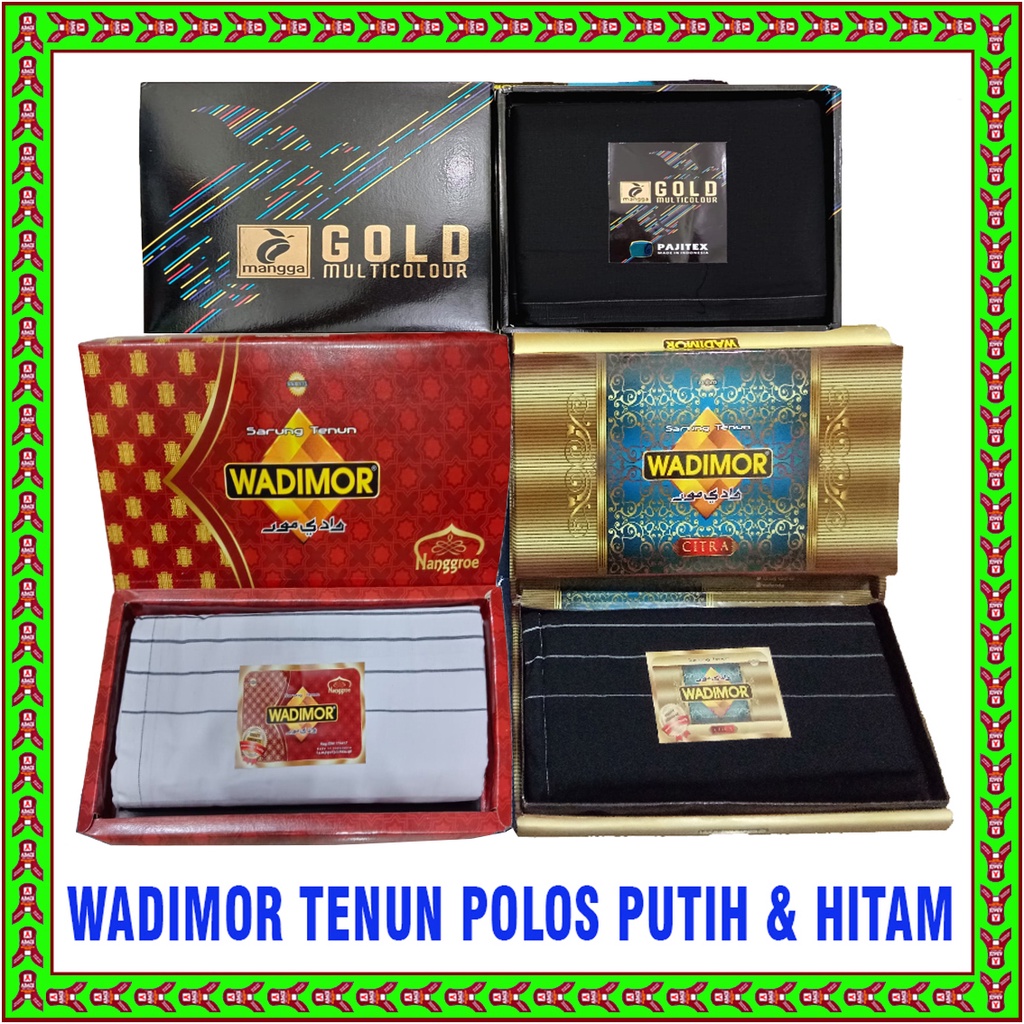 Sarung Dewasa Mangga Gold, Wadimor Nanggroe, Gold Polos Putih & Hitam, Seragam Abadi.