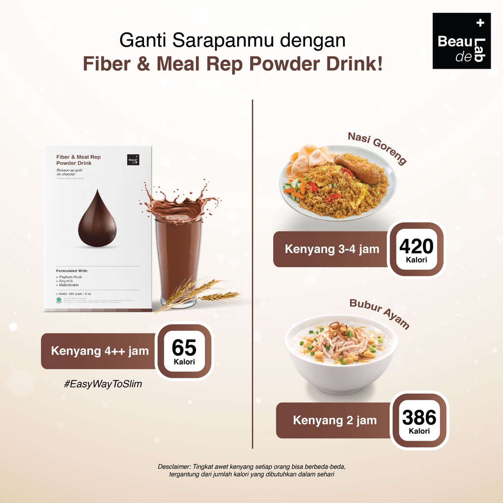 ⭐BAGUS⭐ BEAUDELAB Fiber Drink 250gr | Fiber Sayur &amp; Buah Menyerap Minyak | Fiber Rasa Cokelat Pengganti Makan Malam &amp; Pagi