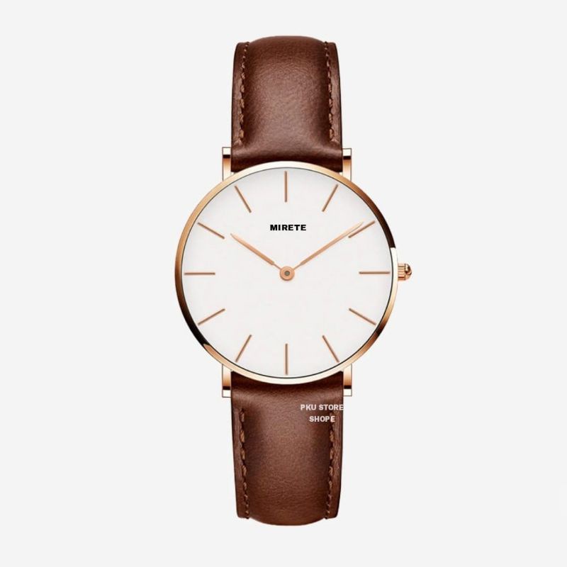 MIRETE Original Jam Tangan Kasual Wanita Analog Tahan Air Fre Box Strap Kulit Mewah Elegan Sporty Berkualitas Murah Dijamin Sesuai Foto Realpict | Jam Tangan Cewe