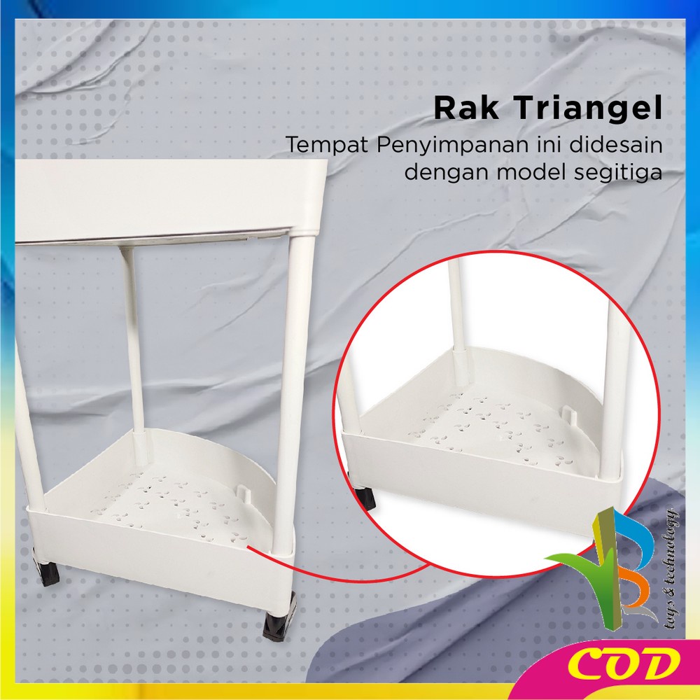 RB-C824 Rak Dapur Triangle 4 Tingkat Rak Trolley Susun Penyimpanan Serbaguna Dengan Roda / Rak Kamar Mandi Sudut Anti Air