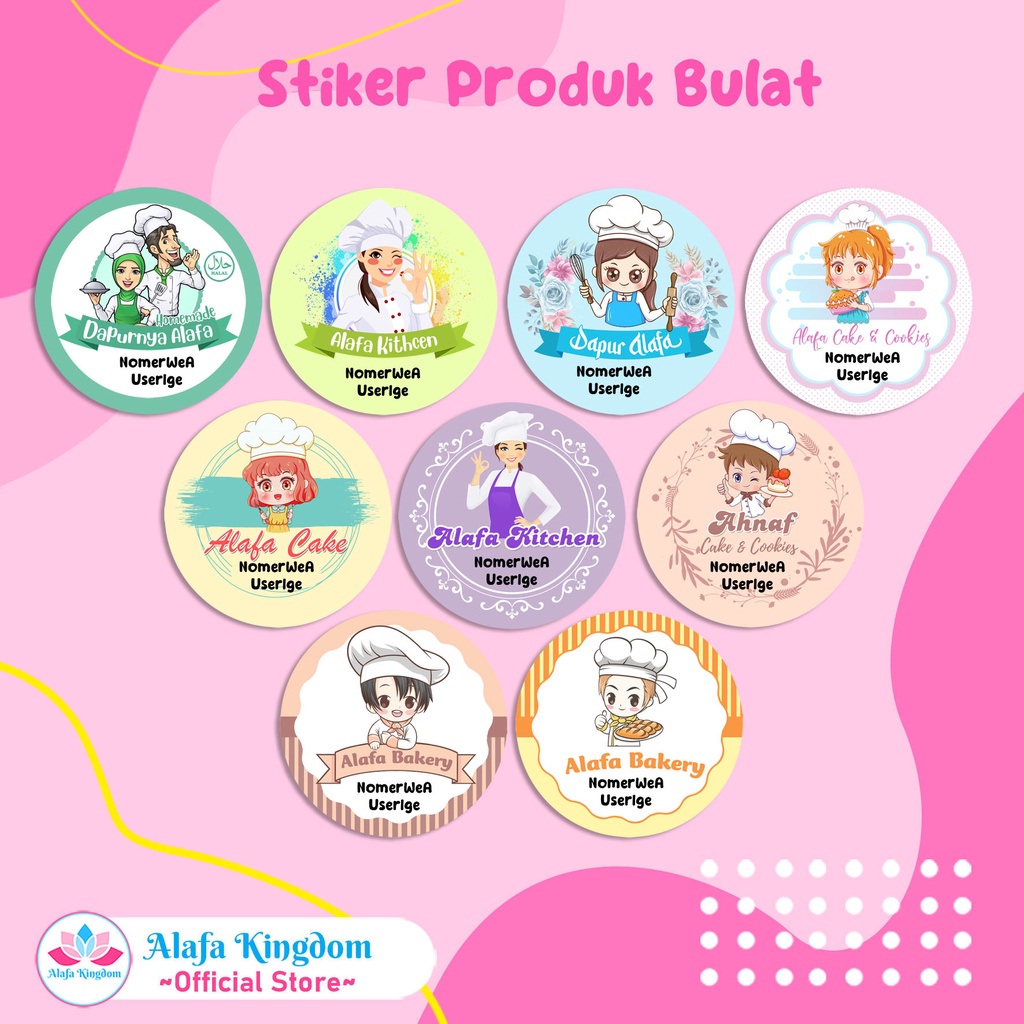 

Alafakingdom 061-069 Stiker Kemasan Kue Kering | Stiker Label Bulat | Stiker Produk Toples