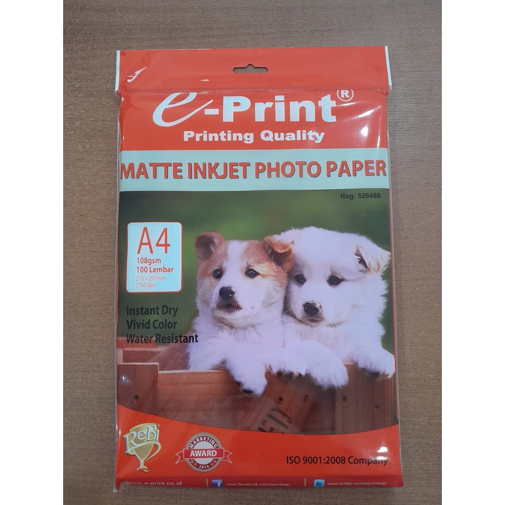 

Matte Inkjet Foto Paper A4 108 gsm E-Print Murah Bagus Original