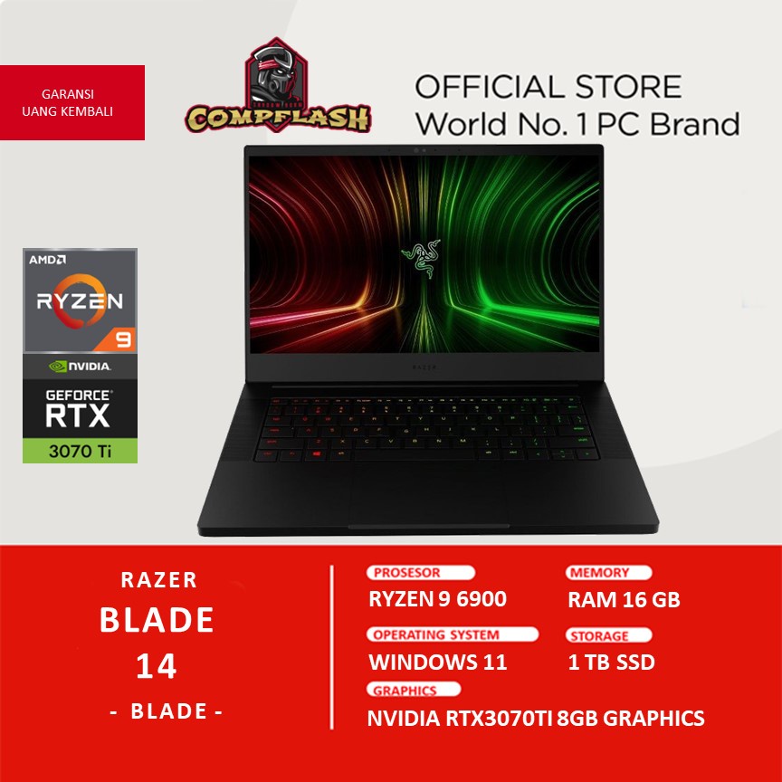 LAPTOP RAZER BLADE 14 RTX3070TI 8GB RYZEN 9 6900 16GB 1TBSSD QHD 165HZ