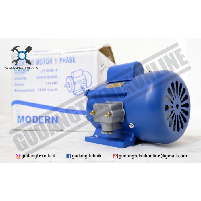 Dinamo Motor Penggerak Mesin 1/4Hp 4P 1Ph 1400rpm MODERN / Dinamo Elektro Motor 0.25 Hp 4 Pole 1 Phase 1400 Rpm MODERN