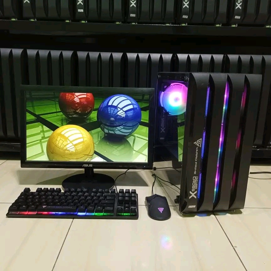 PC Gaming Murah Intel I5 Ram 16GB SSD 128GB VGA 4GB Monitor 24 Inch Keyboard Mouse RGB Siap Pakai