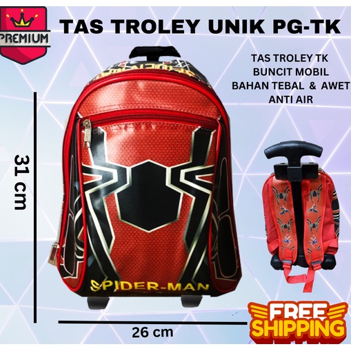 COD ~ TROLI + RANSEL MULTIFUNGSI Tas Troley Sekolah Anak PG BUNCIT Karakter Tas sekolah tas mobil tas bus tayo cars frozen minino bt21 spiderman avenger among us lol tsum TROLI GENDUT tk/pg