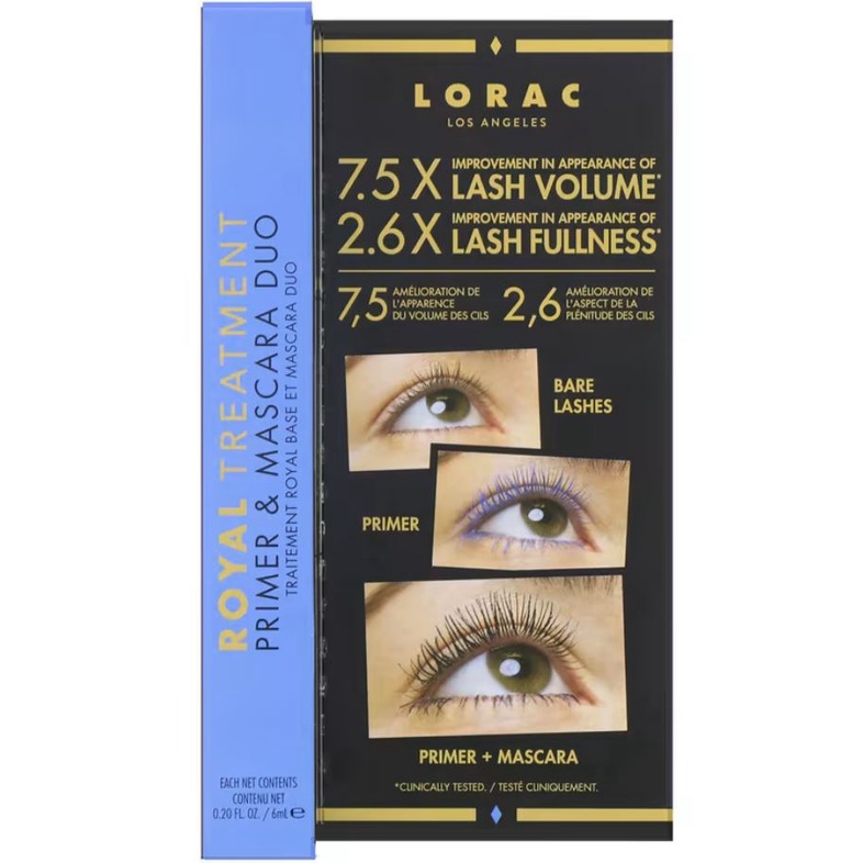 Lorac Royal Treatment Primer &amp; Mascara Duo (6 ml) Menambah Volume Eyelash  Bulu Mata Dengan Primer Dan Maskara ORI USA