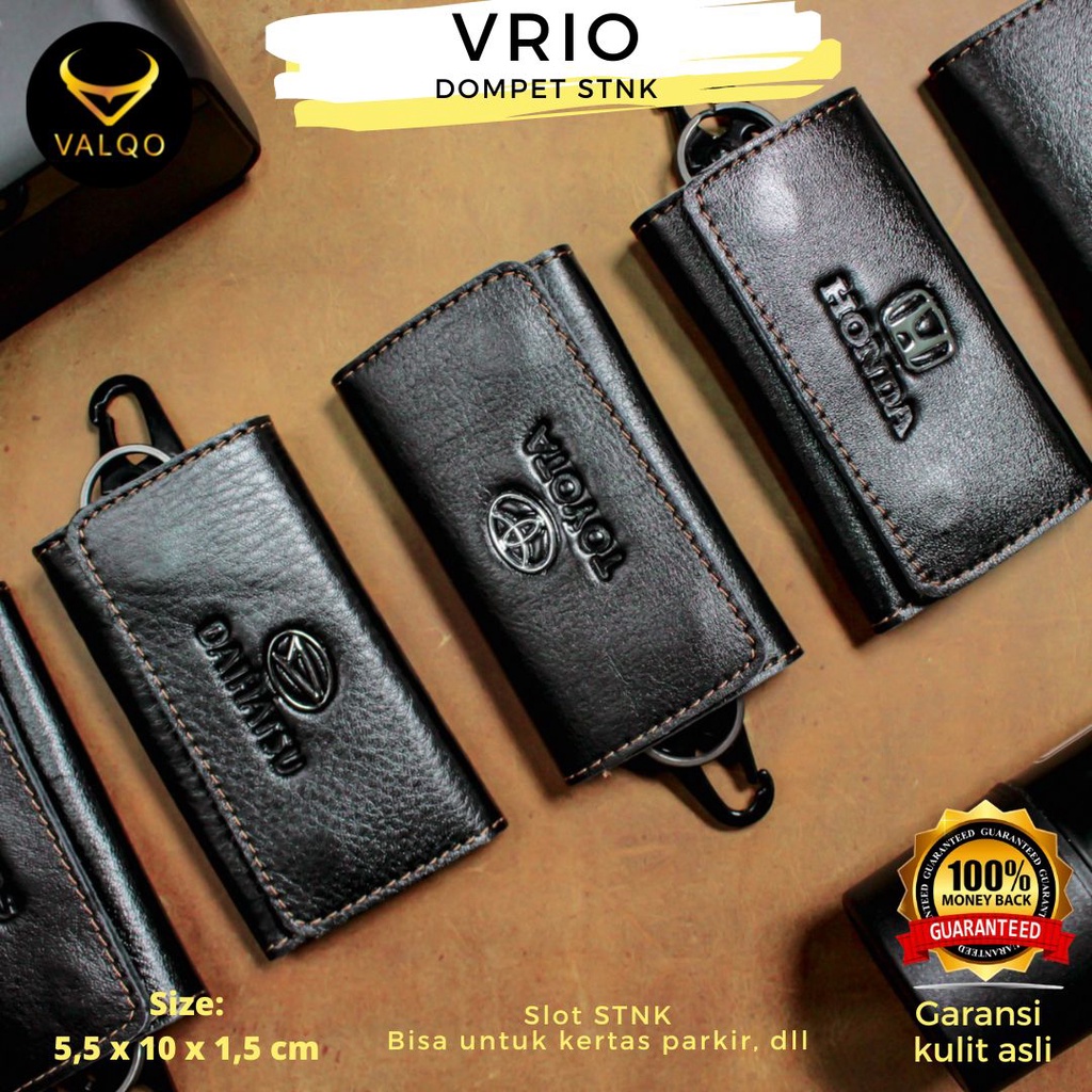 [VALQO] Dompet STNK VRIO Hitam Gantungan kunci kulit sapi untuk Mobil Motor bisa COD