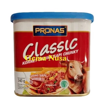 

PRONAS CLASSIC KORNET DAGING SAPI CHUNKY KALENG 340GR