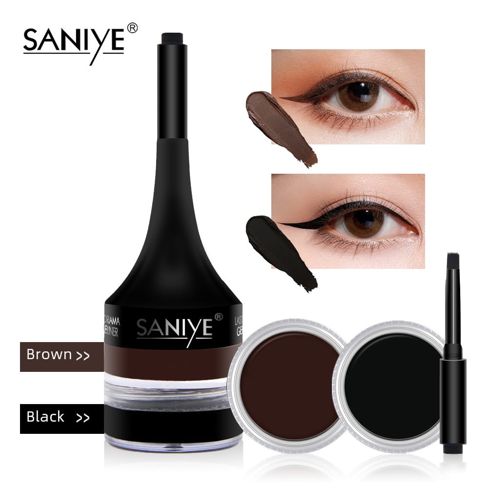 SANIYE BPOM 2 in 1 Brown Black Waterproof Eyeliner Gel With Brush gel