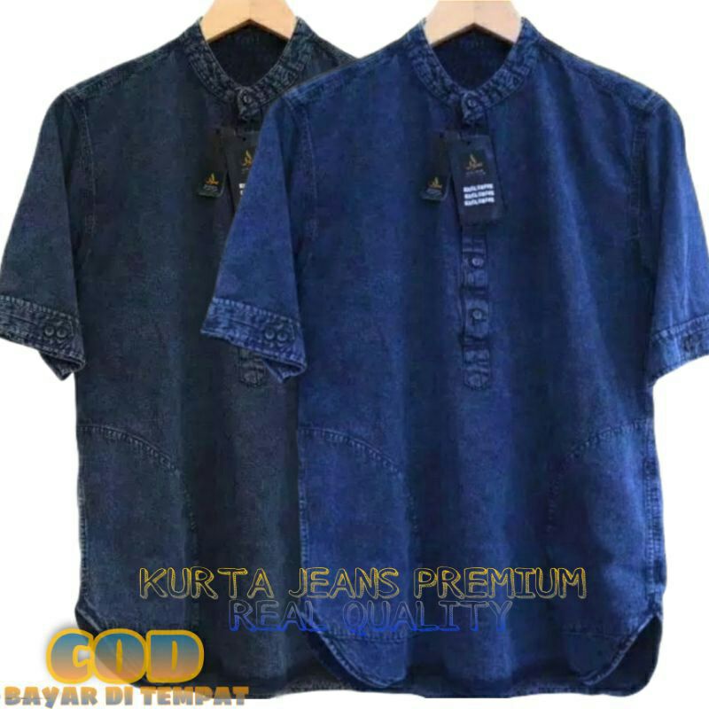 super jumbo (M _ 5xL)  koko kurta jeans casual fashion denim pria