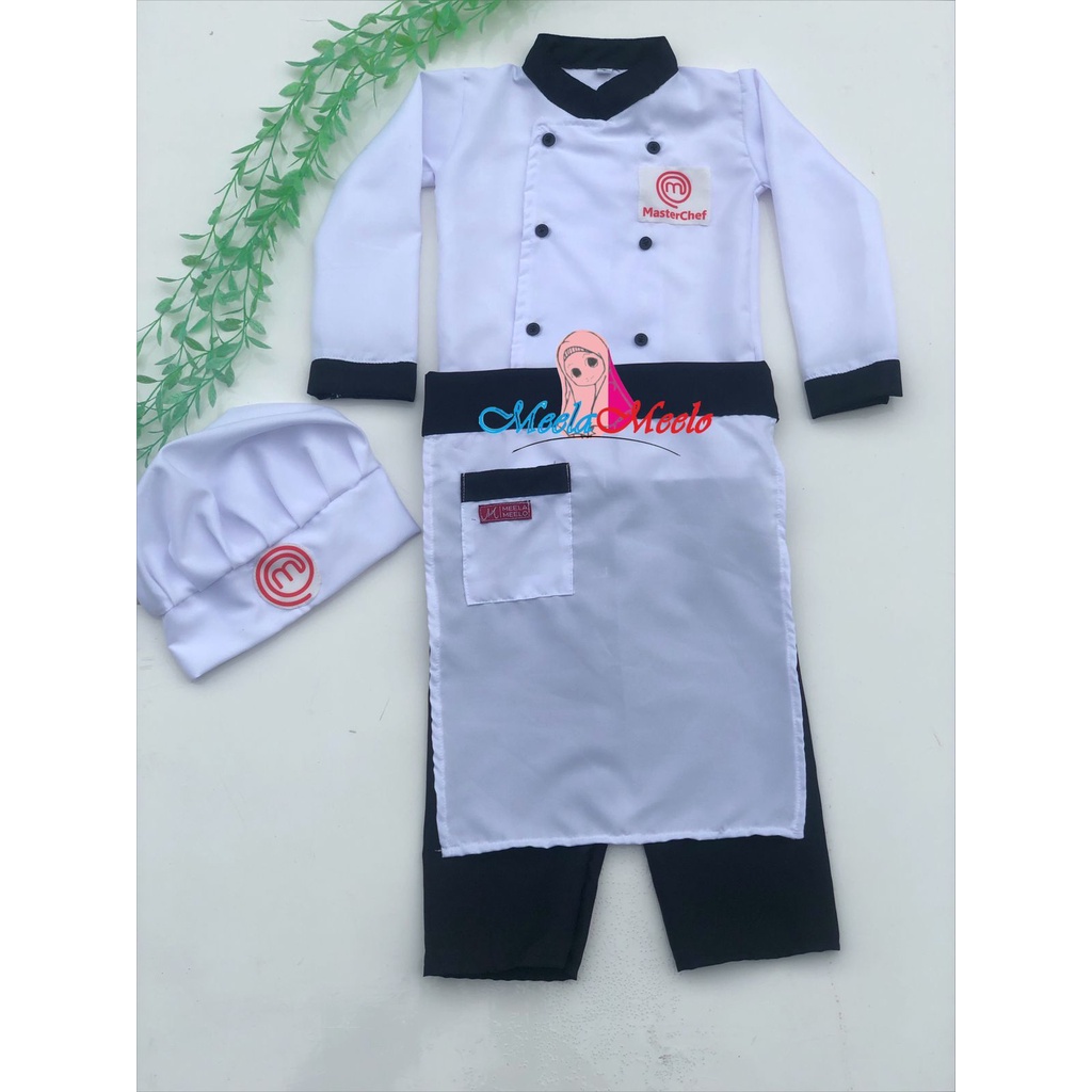 Baju Profesi Koki Cilik Seragam Master Chef Junior Anak Bahan Katun Premium