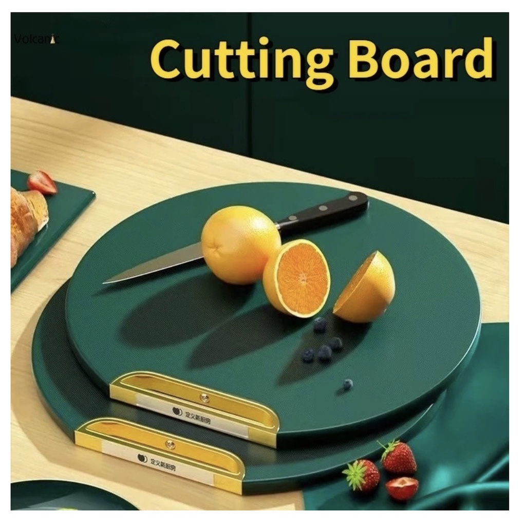 GB - A131 - TALENAN VIRAL BULAT HIJAU 2IN1 DAN PARUTAN MINIMALIS - CUTTING BOARD - TALENAN PLASTIK ANTI JAMUR - KUALITAS PREMIUM TEBEL