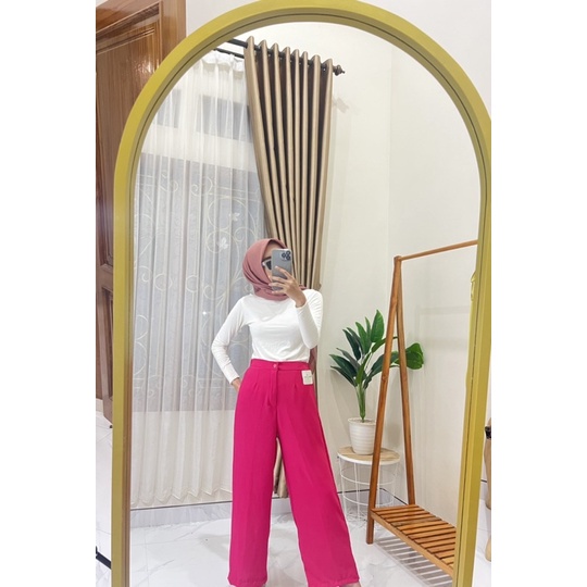 CELANA KULOT CRINKLE HIGHWAIST FUSCHIA