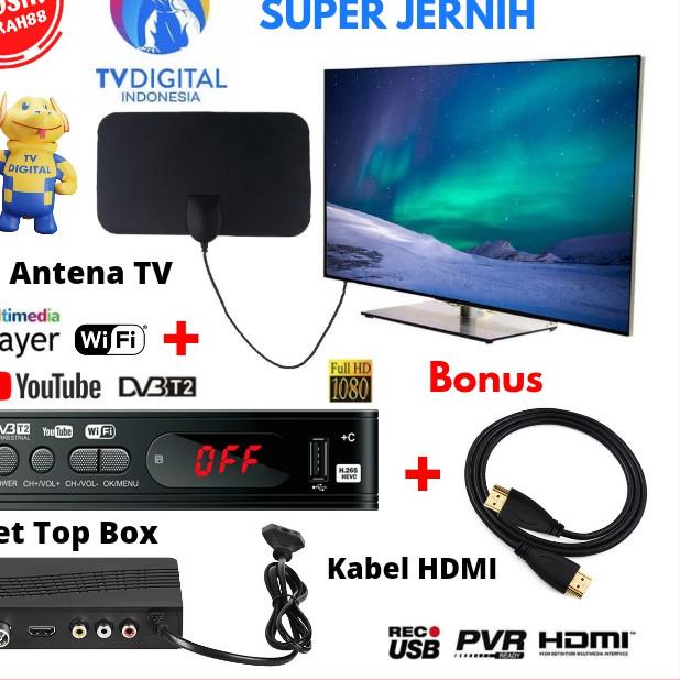 ☼ Set Top Box TV Digital DVB T2 Penerima Siaran Digital H.P Antena Super Jernih ☝