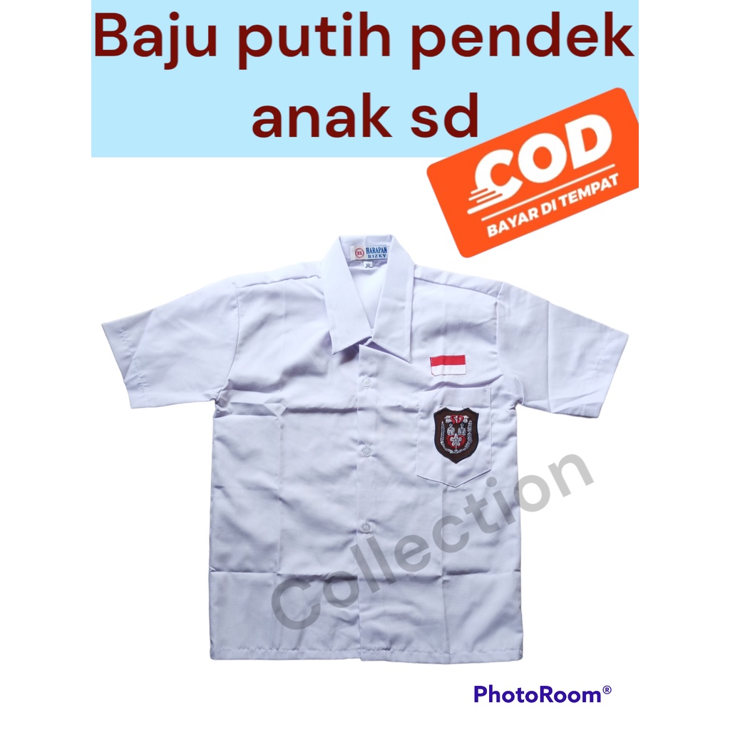 baju seragam sekolah putih lengan pendek anak sd