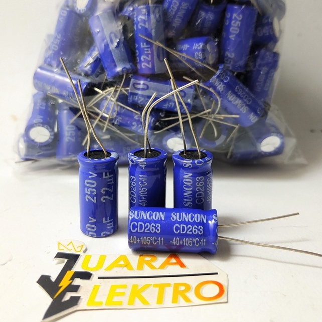 KAPASITOR ELCO 22uF / 250V (1 Pcs) | Capasitor Elko 22 uF/250 Volt