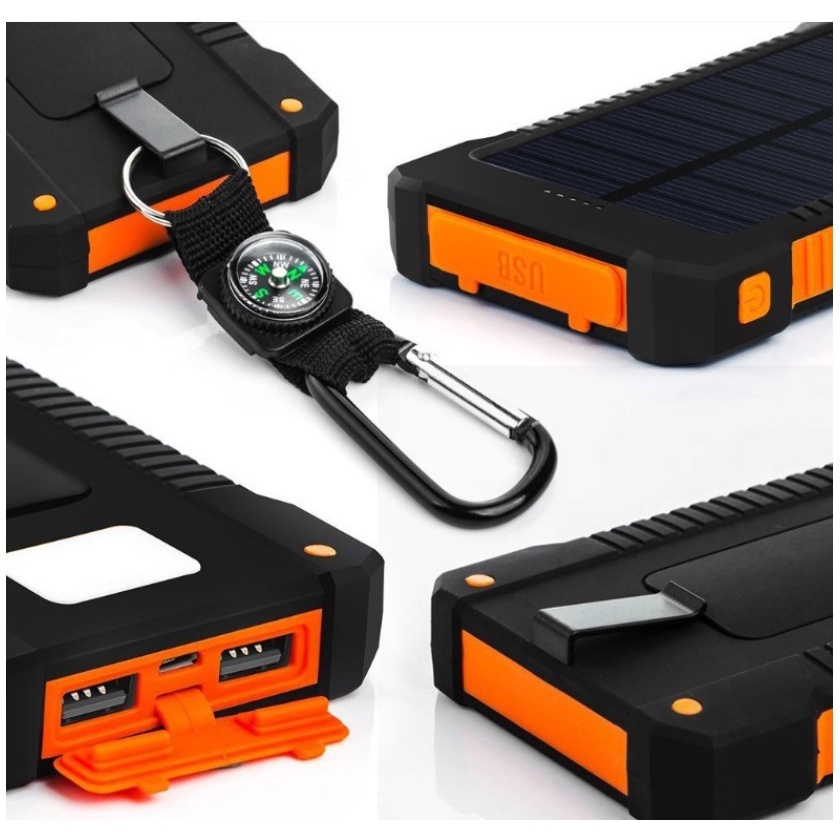 Solar Power Bank Charger USB Ports 50000mAh Powerbank External Charger Flashlight