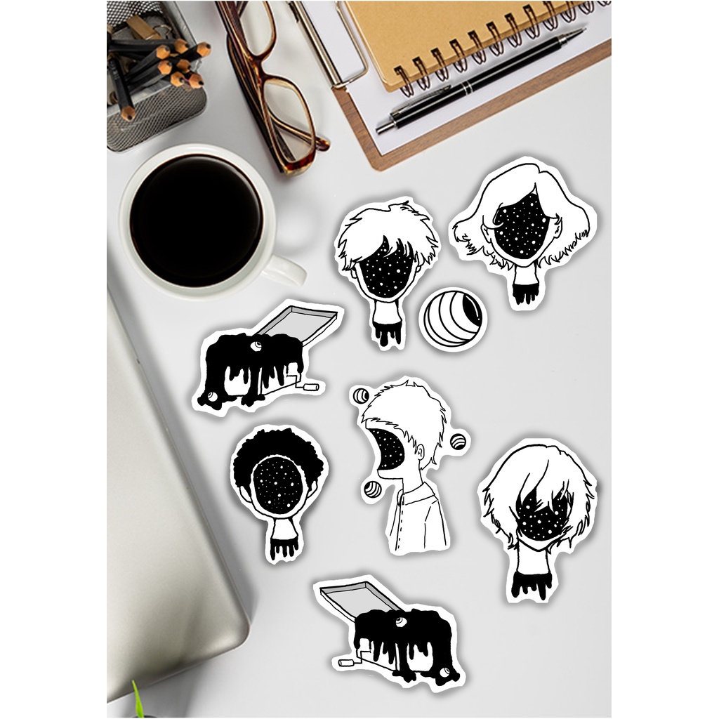 

Black and white sticker / sticker kucing / sticker murah