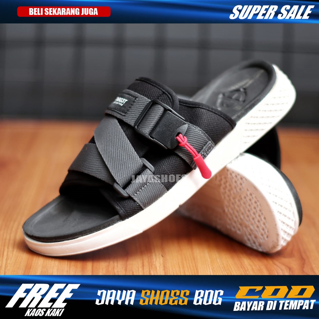 KORKOA Sandal Kasual Slop Pria Sendal Slide Pria Hitam Original Distro Simple Trendy Kekinian