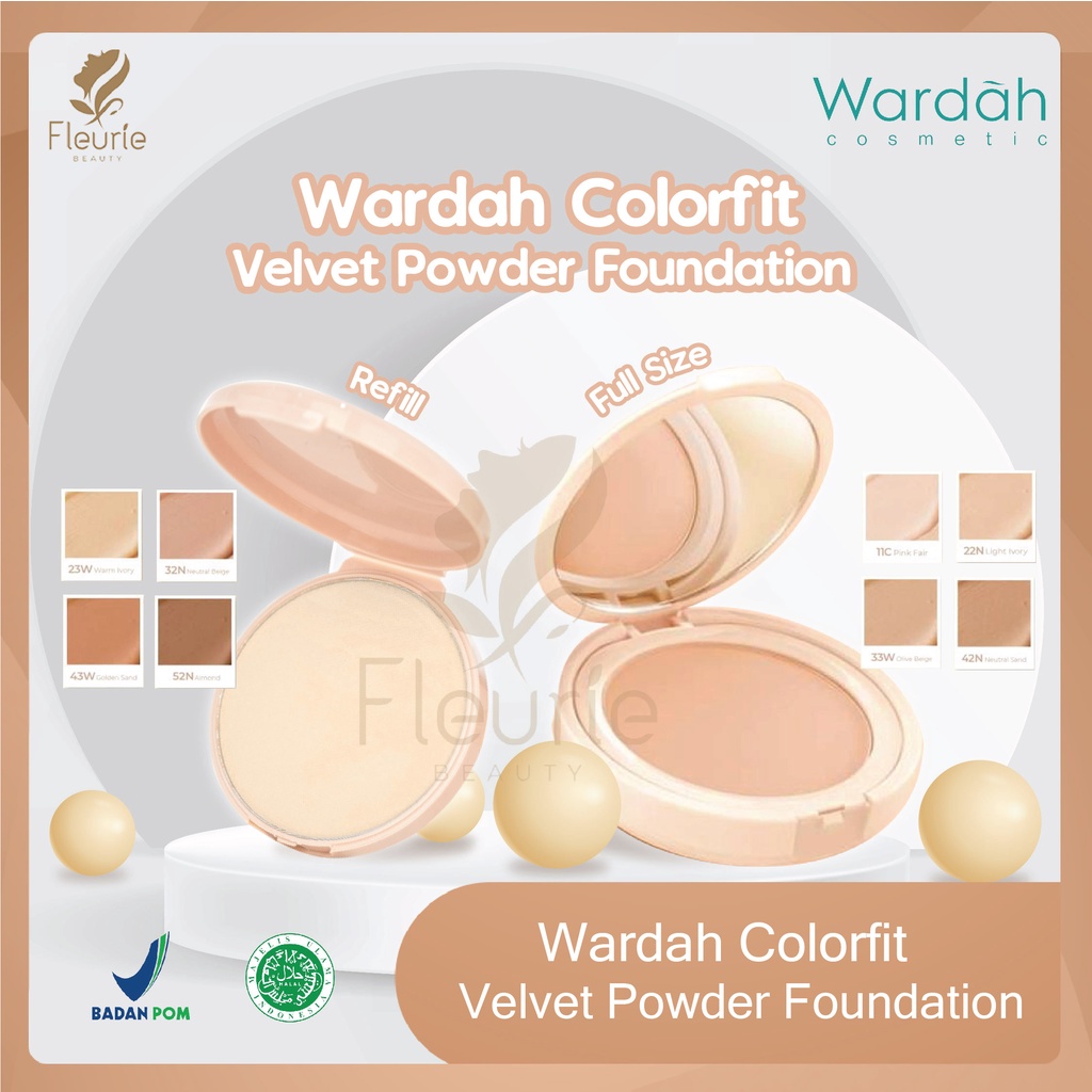 Wardah Colorfit Velvet Powder Foundation SPF20 PA+++ 11gr - Powder Foundation Halal Original BPOM