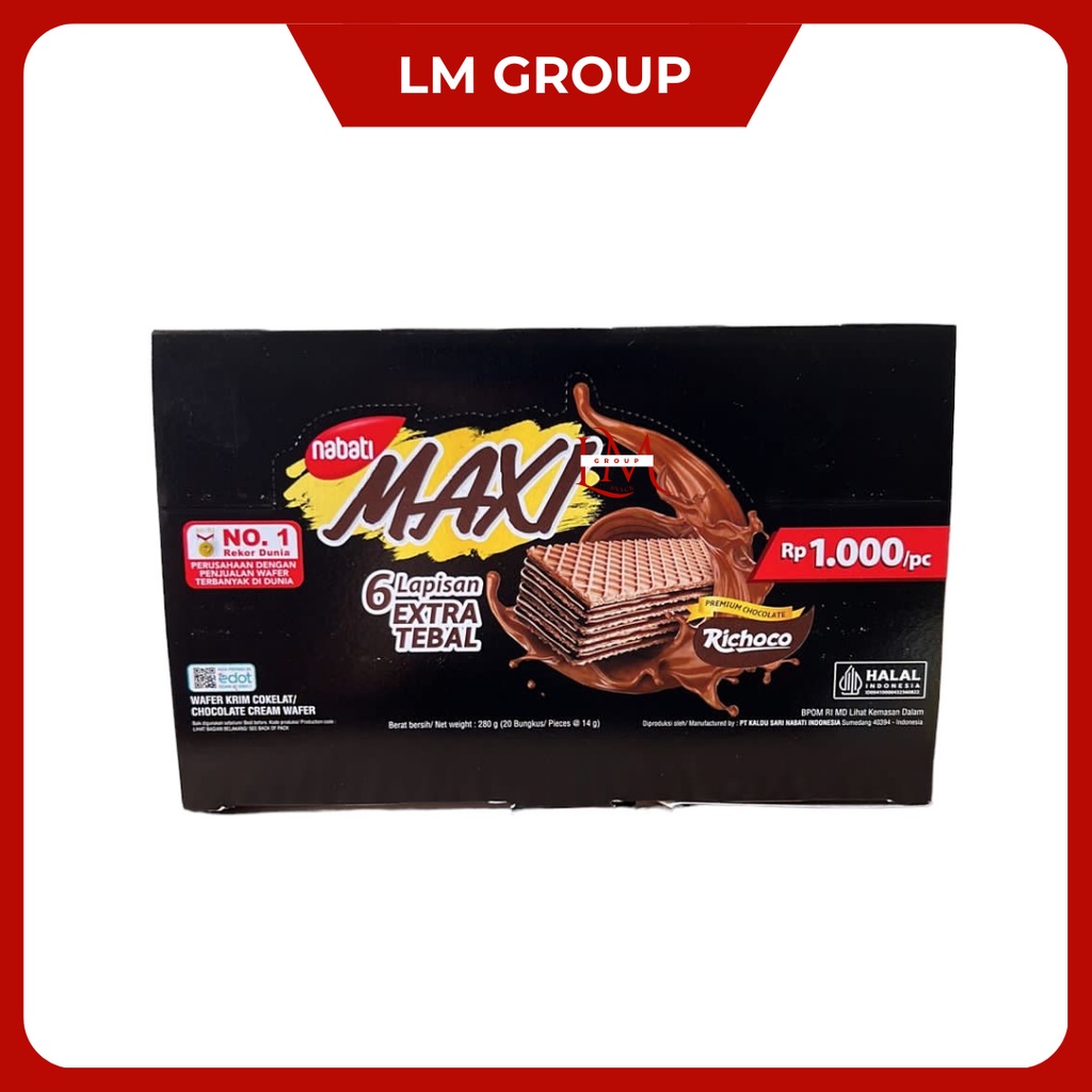 Nabati Maxi Wafer Rasa Cokelat Ecer 1000 1 Pack Isi 20 pcs @14gr