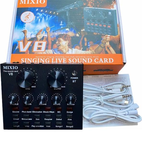 ♥ MIXIO V8S PREMIUM Live Streaming Soundcard Adapter Phone Laptop Microphone ♙