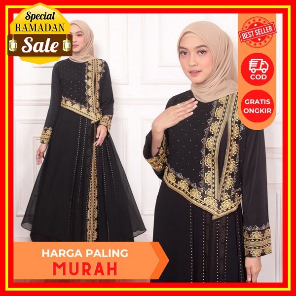 Abaya Basic Turkey Remaja Kekinian Polos / Abaya 2 In 1 Outer Premium Bigsize Hitam Sage Wardah Lave
