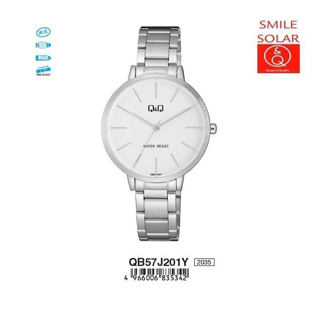 Jam Tangan Wanita Classic Casual Business Rantai Stainless Steel Analog Original Q&amp;Q QnQ QQ QB57 QB57J Series