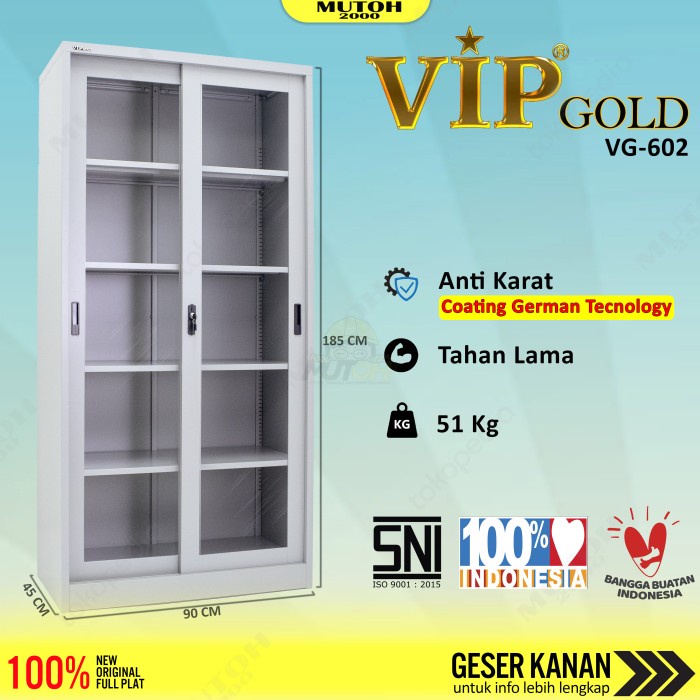 

Terlaris Vip Gold Vg-602 Lemari Arsip Besi Pintu Sliding Kaca