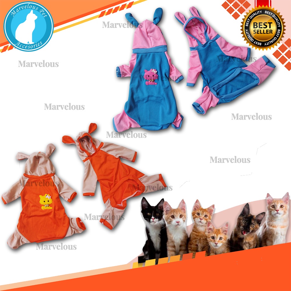 Kaos Baju Kucing Bahan Kain Jeruk Motif Polos Lucu Model Hoodie Full Badan